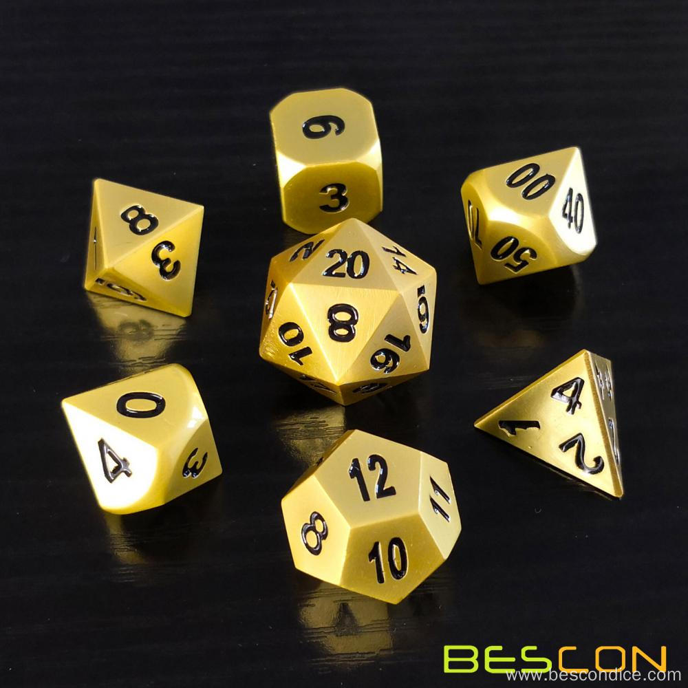 Heavy Duty Deluxe Matt Golden Solid Metal Dice