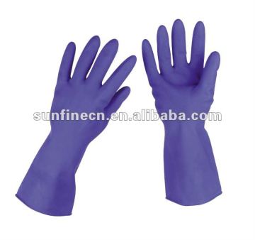 Flock lined latex household goves