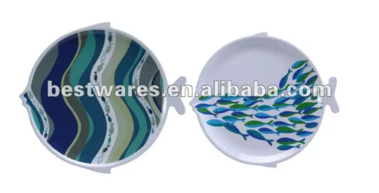 Fancy design creative melamine fish food dishes plate