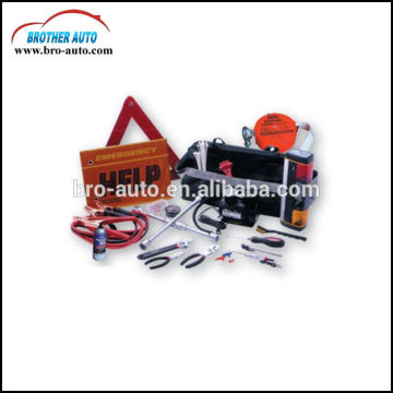 Roadside 15pcs multifunctional custom car Emergency tool bag manufacturer with warning triangle reflective vest