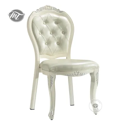 Elegant French Royal Gold Leather Wedding Banquet Chairs