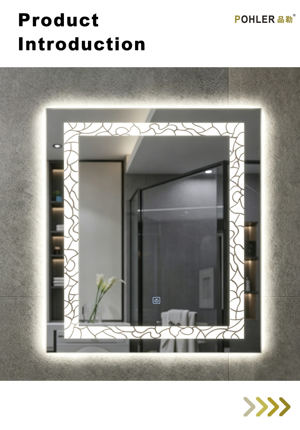 D044 Crack Pattern LED Smart Mirror X