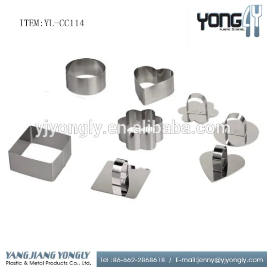 Stainless Steel Cake Mousses Cutters (Set of 4) / Heart& Flower & Circle & Square Shaped Mousse Cake Molds