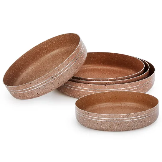 Pressed Aluminum 4PC Round Cake Pan Set - Oven Tray Bundle