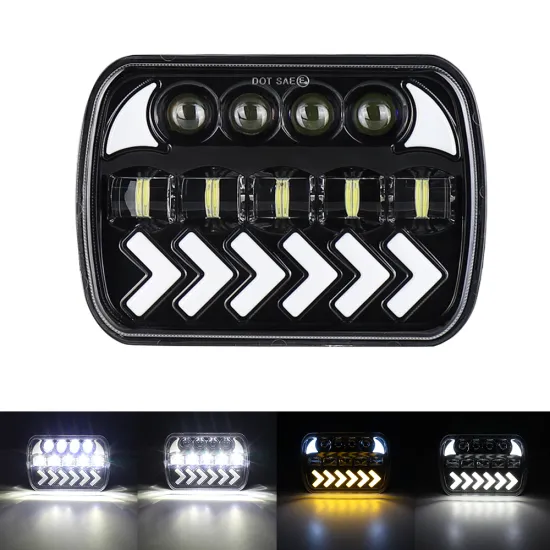 Aukma Amber Turn Signal Lamps for Jeep YJ Cherokee XJ - 7x6" 5x7" LED Headlights with DRL