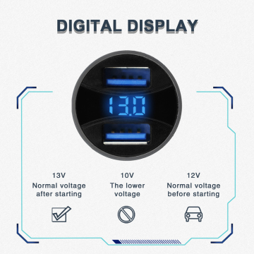 Car Charging Usb Car Charger Adapter 2 Usb Port Led Display Smart Car Charger For Iphone Mobile Phone
