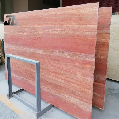 Red Travertine Slabs and Marble Backgrounds
