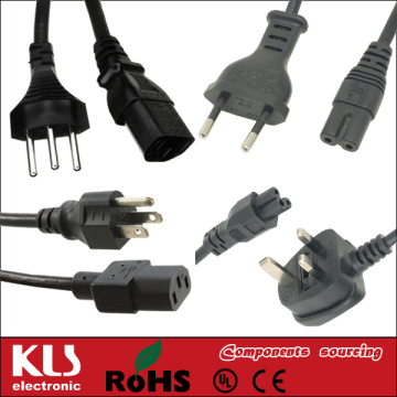 Good quality ac european power cord adapters UL CE ROHS 1299 KLS