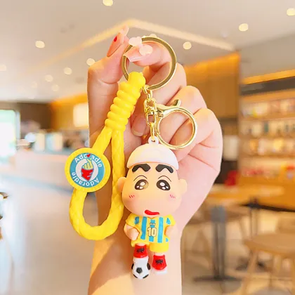 Wholesale Japanese Anime Keychains: Crayon Shin-Chan, Soccer 3D Doll Car Keyrings & Kids' Gifts