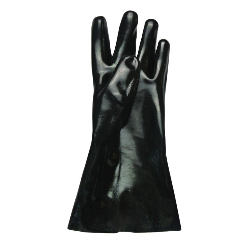 Guantes de franela de PVC negros con acabado liso 30cm