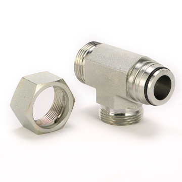 Three-Headed Run Tee Fittings with Swivel Nut Adapter for Factory Hydraulic Parts - Female and Male Metric Connections