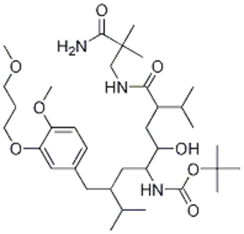 Name: [4-[[(3-amino-2,2-dimethyl-3-oxopropyl)amino]carbonyl]-2-hydroxy-1-[2-[[4-methoxy-3-(3-methoxypropoxy)phenyl]methyl]-3-methylbutyl]-5-methylhexyl]-, 1,1-dimethylethyl ester, [1S-[1R*(R*),2R*,4R*]]- CAS 173338-07-3