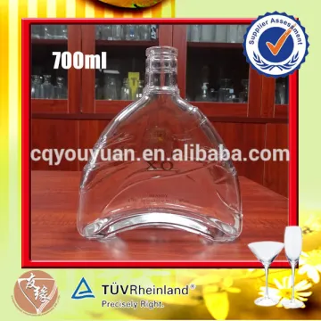 700ml special shape flat empty glass bottles for alcohol
