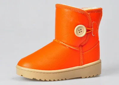 Orange Childrens Winter Boots With Botton , Waterproof 30 - 35 Size