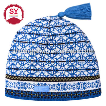 Warm winter hats with pom pom on top
