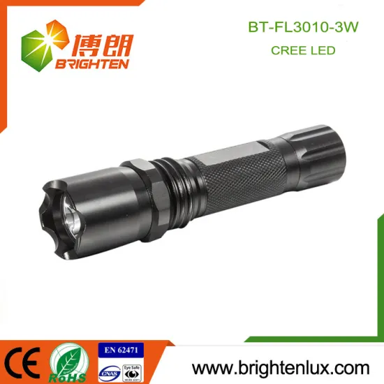 Factory Hot Sale 3*AAA Battery Operated Aluminum Emergency Tactical High Power 3W Cree Police led Torch Light