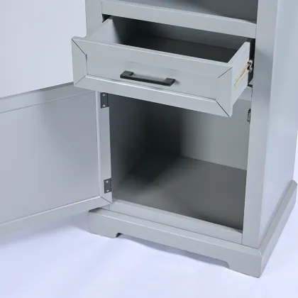 Modern Grey Wooden Tall Wine Cabinet