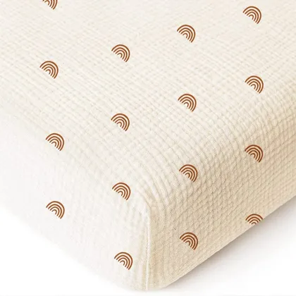 Extra Soft 100% Cotton Muslin Fitted Crib Sheets for Standard Crib Mattress