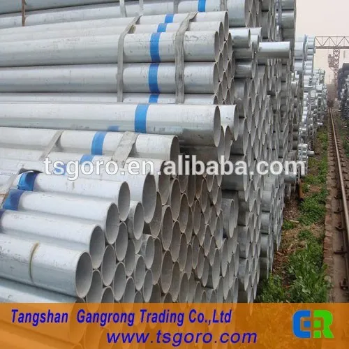 hebei low carbon or mild steel welded hot dip galvanized pipe size from tangshan