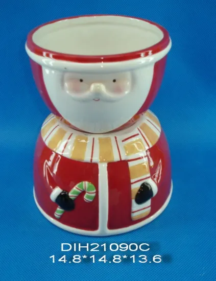 Hand-Painted Ceramic 2 Candy Bowls with Santa Design