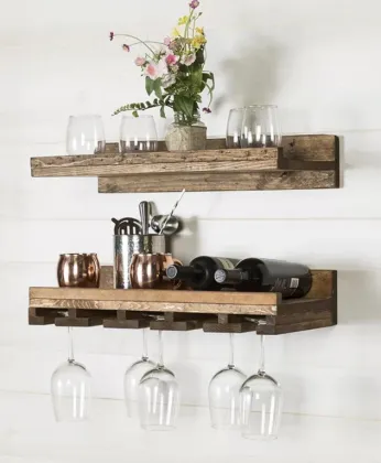 Wall Mounted Solid Wood Wine Rack