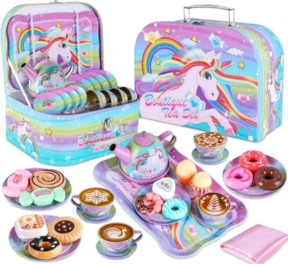 Princess Tea Party Toy: Toy Unicorn Tea Set for Little Girls