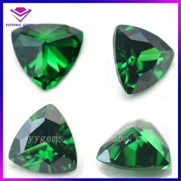 High Quality Cubic Zirconia Trillion Cut Emerald Green CZ Gemstone for Ring