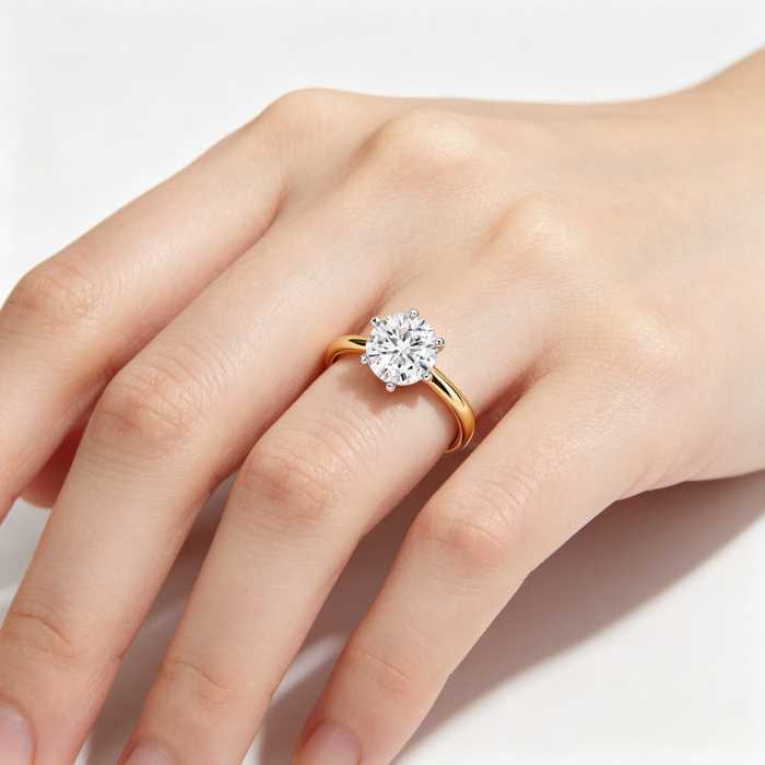 2Ct Round Cut Engagement Ring sa 18K Gold