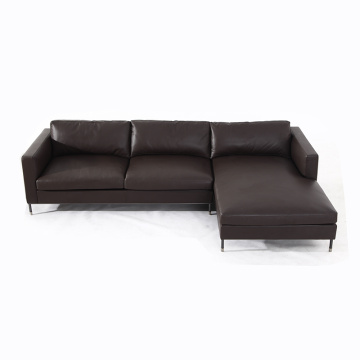 Italian Black Aniline Leather Larson Sofa