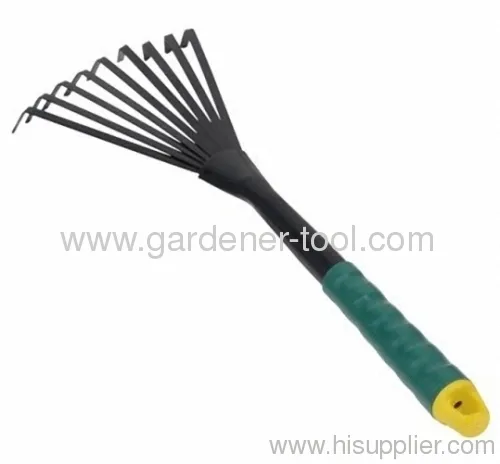 Garden Metal Fan Rake With Plastic Hanle 