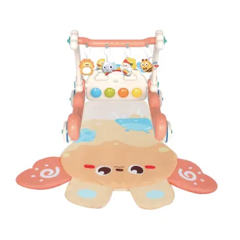 Foldable Waterproof Baby Walker Pedal Piano Play Gym Mat with Hanging Rattles
