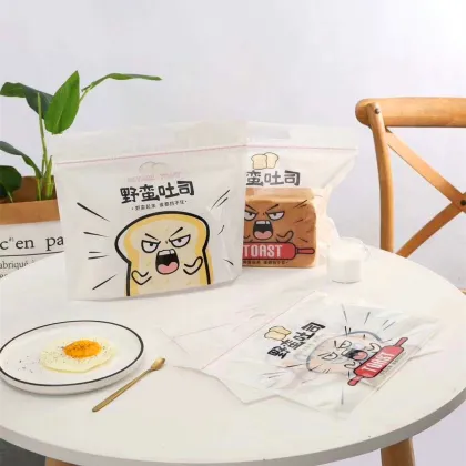 Custom printed Ziplock Sliced Bread Bakery Food Packaging Bag Toast Bread Bag