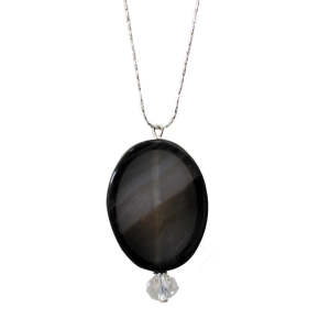 Natural Gemstone Agate Necklace with Silver Chain