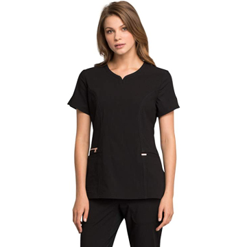 Women's V-Neck Scrub Top Zipper closure