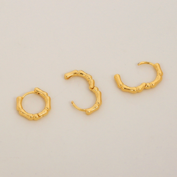 Boucles d'oreilles circulaires en laiton plaqué en or 18 carats - crochets de bambou sans nickel