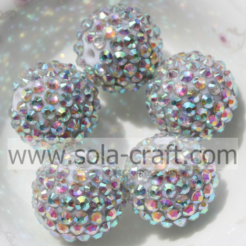 Resin Beads 18*20MM Hot Sale With Silver AB Rhinestone For DIY Bracelets