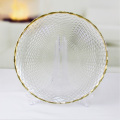 Embossed Gold Rim Glass Charger For Dinner Plates