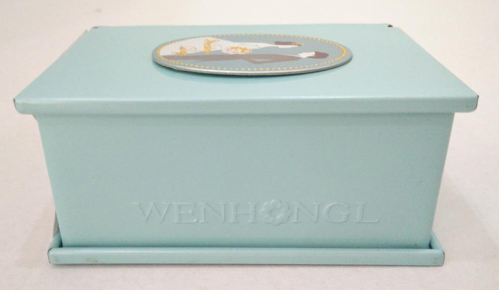 Blue Wedding Tin Box with lid