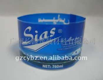 Green PVC film labels for bubble bath product packaging