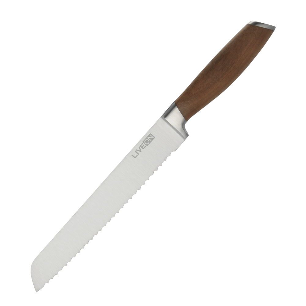 CUCHILLO PARA PAN DE 8 PULGADAS CON MANGO DE NOGAL