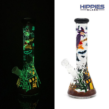 Hand Painted Bong with Halloween witch