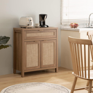 Natural Rattan Decorated Living Room Cabinets