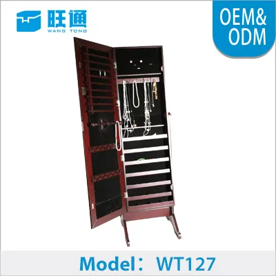 Multifunction wooden dressing mirror with storage, floor stand dressing mirror