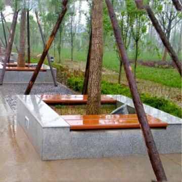 Factory Price Plastic Wood Round Tree Bench with Stone Legs