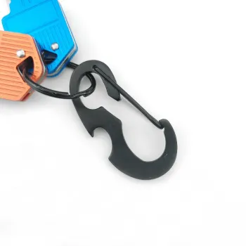 Multi-Function Black Keychain: Steel Snap Hook with Bottle Opener