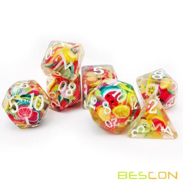 Bescon Fruit Polyhedral Dice Set, Novelty RPG Dice set of 7