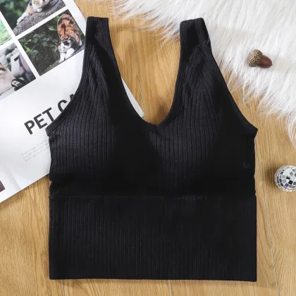 Wide Strap Backless Bralette Active Sports Underwear for Women