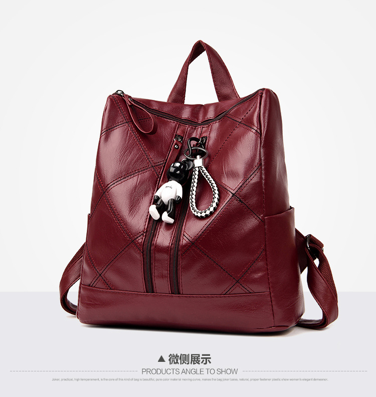 Women's Genuine Leather Purse Ladies Casual Backpack