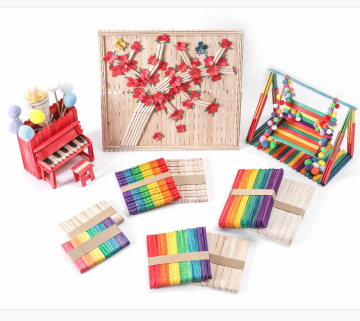 Multicolor Natural Popsicle Sticks