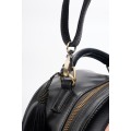 Vintage Yi Nakış Yuvarlak Deri Crossbody Çanta